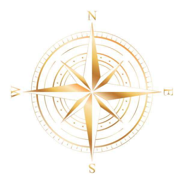illustrations, cliparts, dessins animés et icônes de or rose de compas. illustration vectorielle. - compass coordination south north