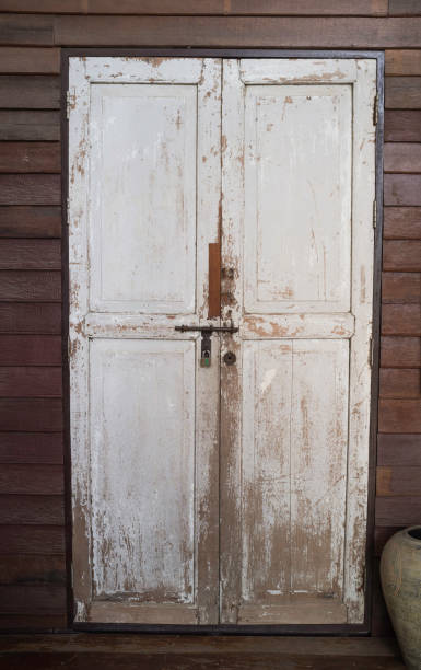 istock Old wooden door  White 656071110