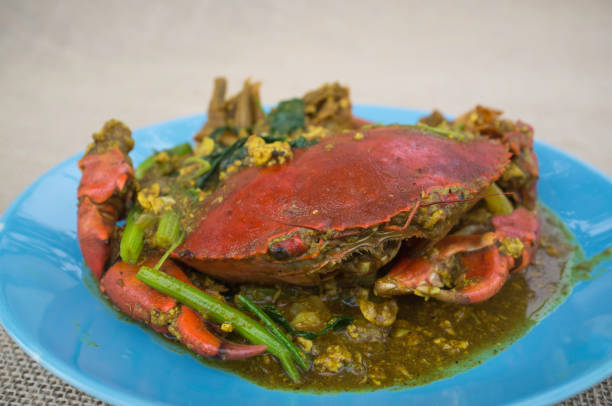 istock Fried crab with curry powder , sea food 656071212