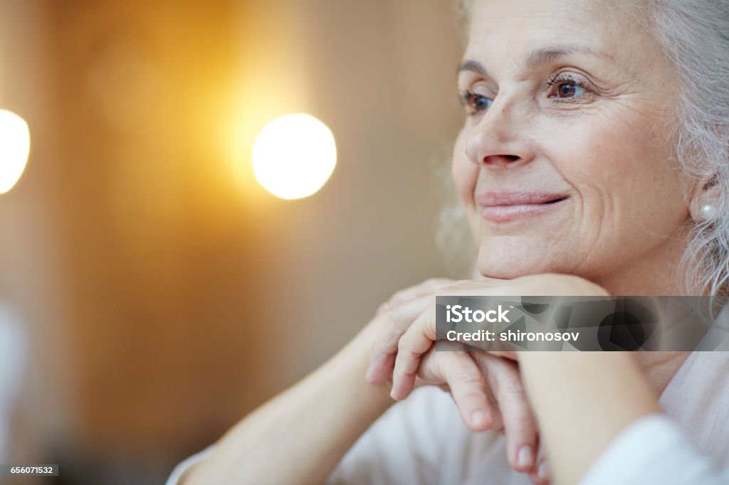 Serene woman Calm senior female with relaxed expression Senior Adult Stock Photo