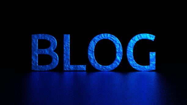 istock Blue inscription 'Blog' with reflection on floor. Graphic illustration. 3d rendering. 656082550
