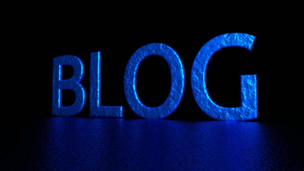 istock Blue inscription 'Blog' with reflection on floor. Graphic illustration. 3d rendering. 656082560