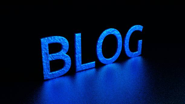 istock Blue inscription 'Blog' with reflection on floor. Graphic illustration. 3d rendering. 656082644