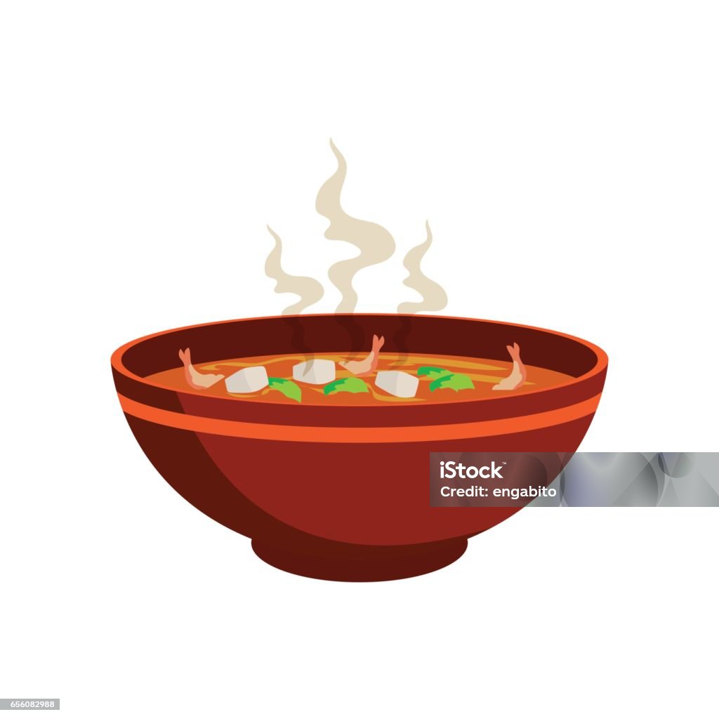 Hot Spicy Soup With Vegetable And Prawn In Chinese Bowl And Smoke Effect  Stock Illustration - Download Image Now - iStock