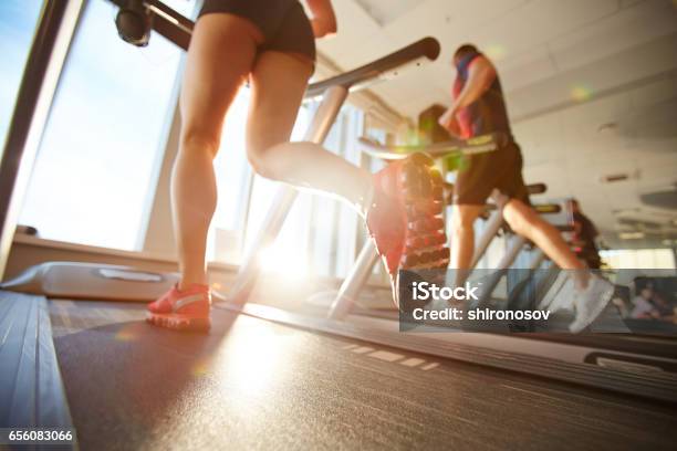 Morning On Treadmill Stock Photo - Download Image Now - Gym, Jogging, Running