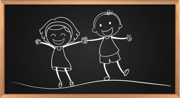 istock Doodle of boy and girl holding hands 656083134