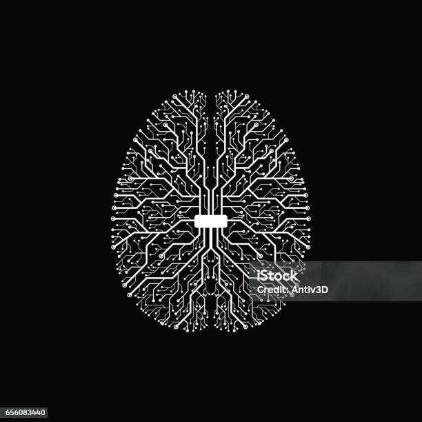 Black And White Technology Background Stock Illustration - Download Image Now - Artificial Intelligence, Digitally Generated Image, Robot