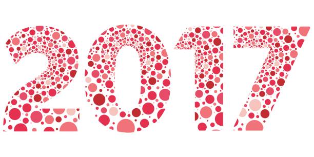 istock 2017 Happy New Year decoration. Red and pink bubbles symbol. Winter holiday decorative design element 656085822