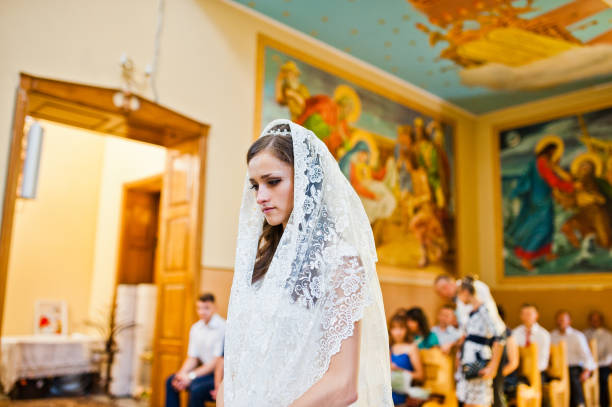 istock Bride at church on kerchief 656087416