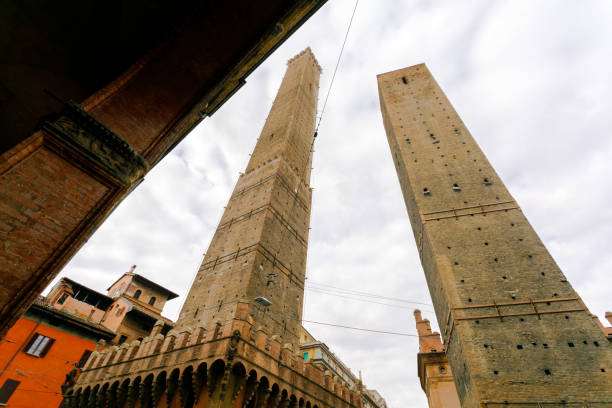 The Two Towers (Due Torri) of Bologna, Italy - the Torre Garisenda and Torre Asinelli - date from the 1100s.