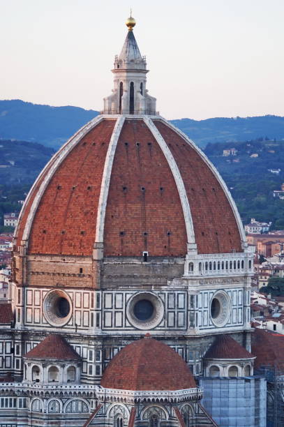 the dome of the cathedral of florence - rose window florence italy cathedral tuscany imagens e fotografias de stock