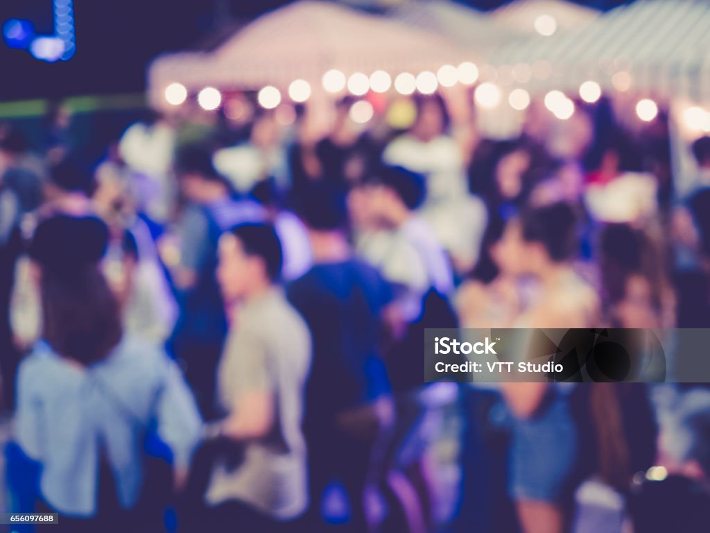 Festival Event Party outdoor with Blurred People Festival Event Party outdoor with Blurred People Background Christmas Stock Photo