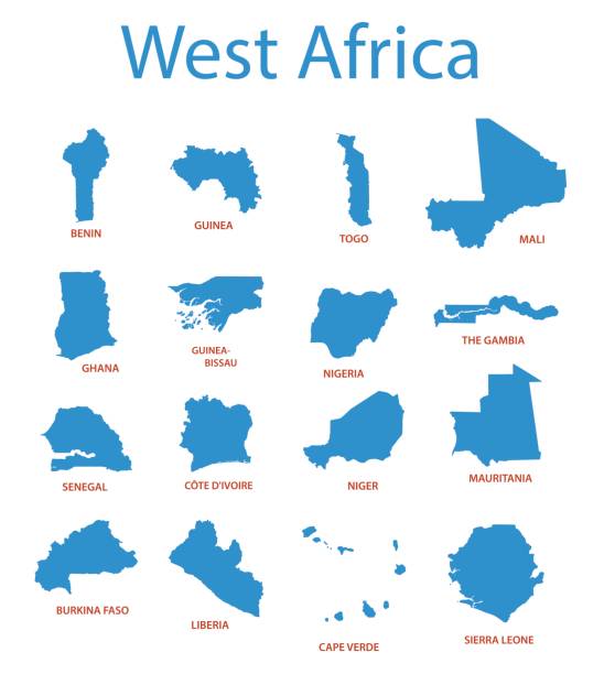 западная африка - векторные карты территорий - ghana stock illustrations
