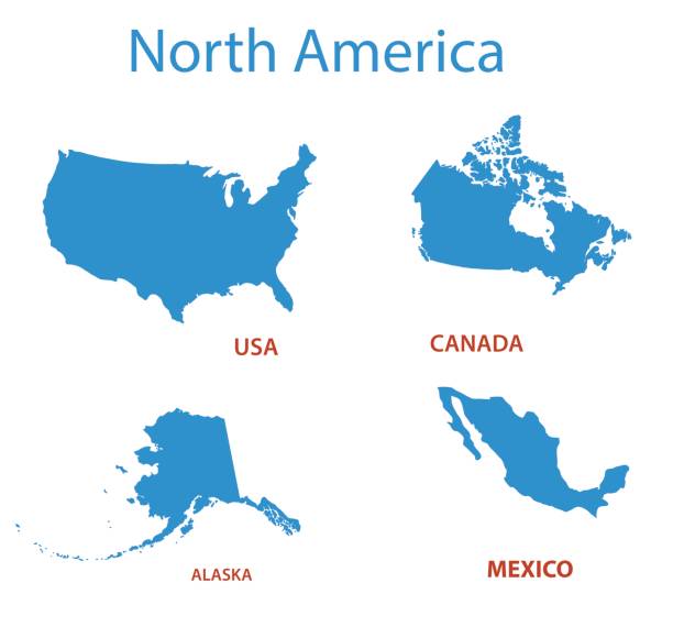 ilustrações de stock, clip art, desenhos animados e ícones de north america - vector maps of territories - territories