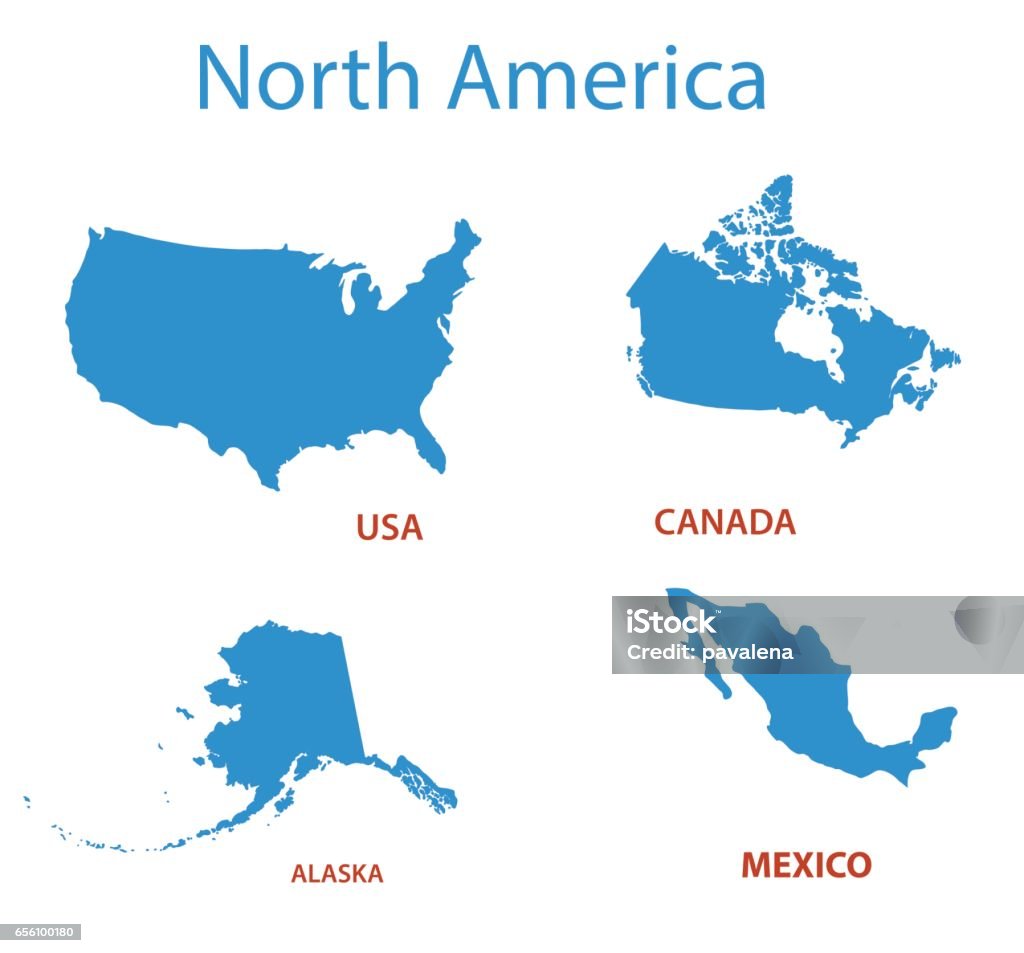 north america - vector maps of territories USA stock vector