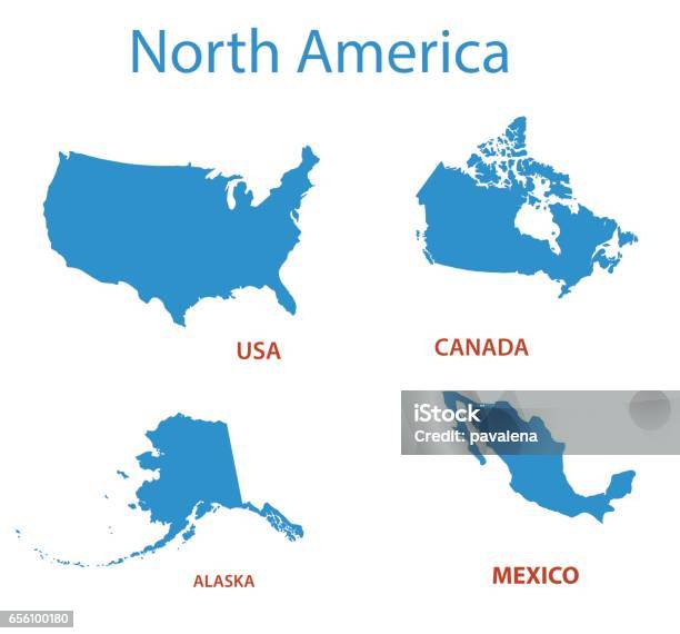 North America Vector Maps Of Territories Stock Illustration - Download Image Now - USA, In Silhouette, Canada