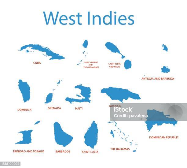West Indies Vector Maps Of Countries Stock Illustration - Download Image Now - Map, Caribbean, Grenada