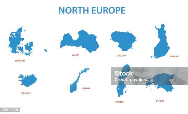 Vetores de Europa Do Nortemapas Vetoriais De Territórios e mais imagens de Estônia - Estônia, Mapa, Contorno