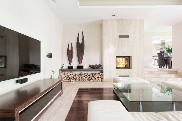 istock White living room with TV set 656100694
