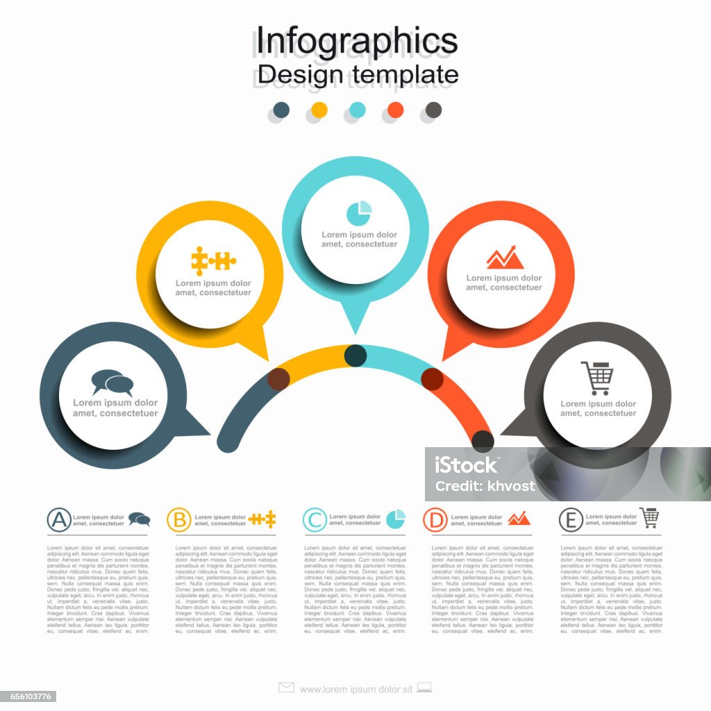 Infografik-Design-Vorlage mit Platz für Ihre Daten. Vektor. - Lizenzfrei Fünf Gegenstände Vektorgrafik