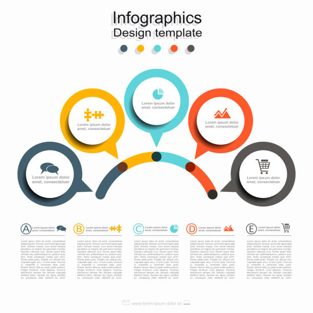 infografik-design-vorlage mit platz für ihre daten. vektor. - fünf gegenstände stock-grafiken, -clipart, -cartoons und -symbole