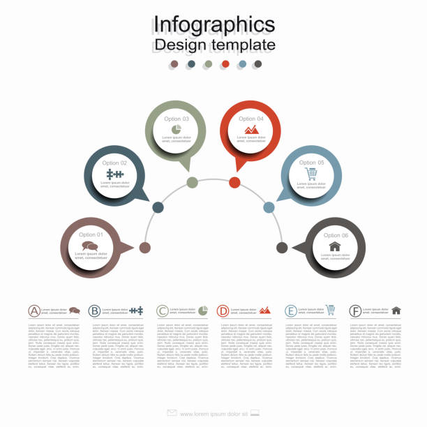 illustrations, cliparts, dessins animés et icônes de modèle de conception infographique avec place pour vos données. vector. - 6 series