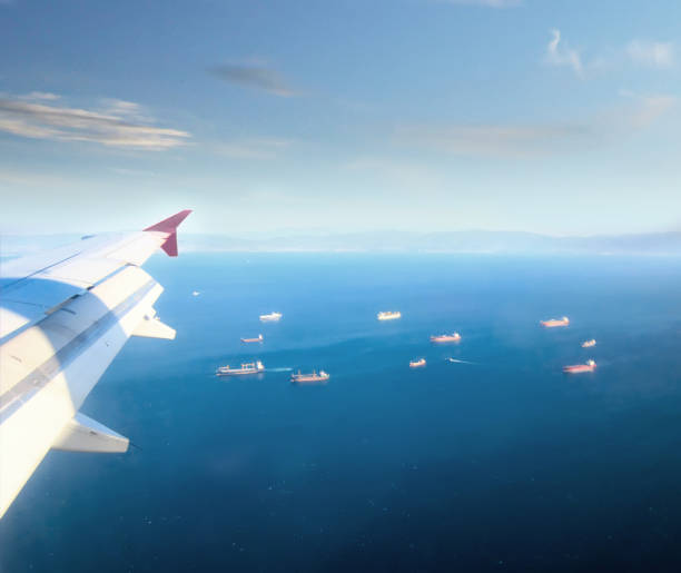 istock Plane wing over  Istanbul Marmara Sea Turkey 656104084