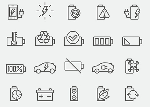 Battery And Power Line Icons