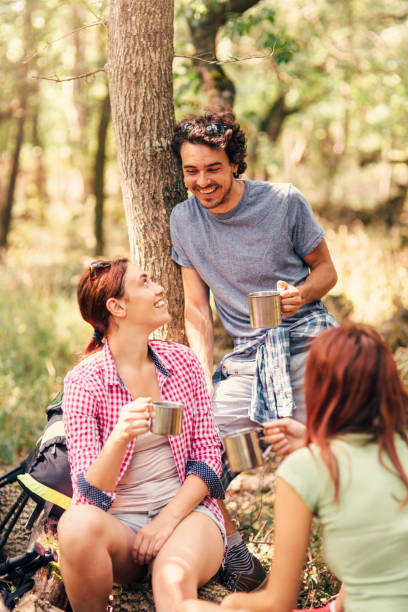 istock Hikers resting in the woods 656128512