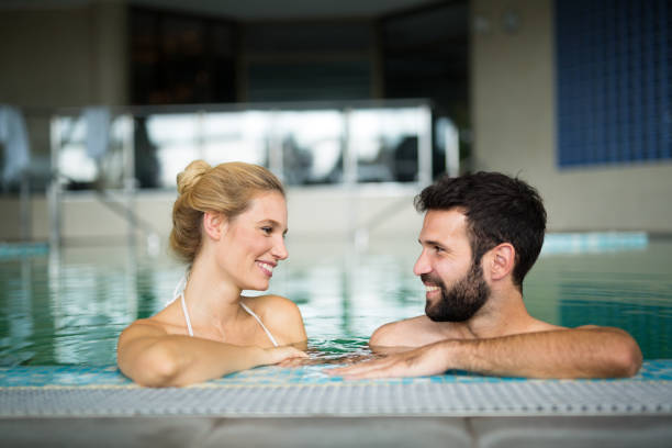 istock Happy married couple relaxing at wellness spa resort 656130166