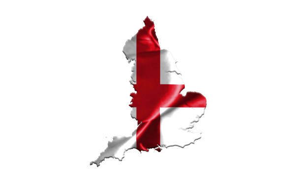 istock Flag of England With Map Isolated On White Bckground 3D illustration 656136148