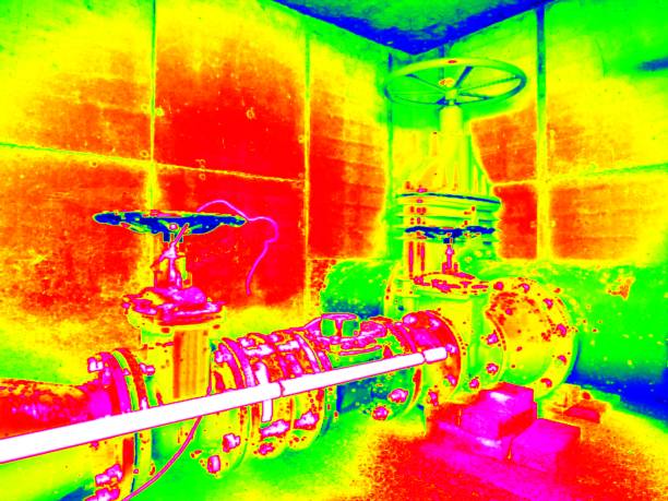 istock Infra scan. Drink water pipes Gate valves and joint members 656136512