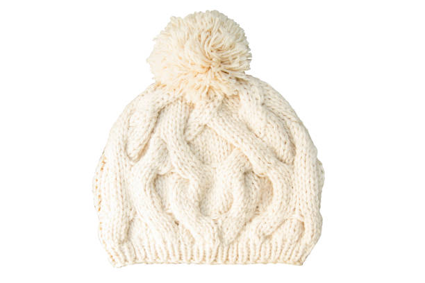 istock Warm Winter White knitted wool hat isolated on white background. 656136530