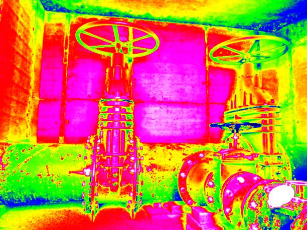 istock Infra scan. Drink water pipes Gate valves and joint members 656136672