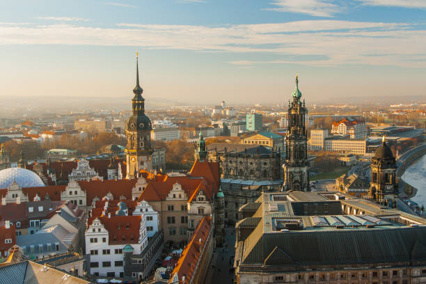 istock Old Town and of Katholische Hofkirche,Opera Semperoper, Dresden, Germany. Fly view. 656137080