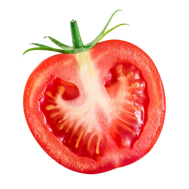 istock Fresh tomato. Half of vegetable isolated on white. With clipping path. 656137404