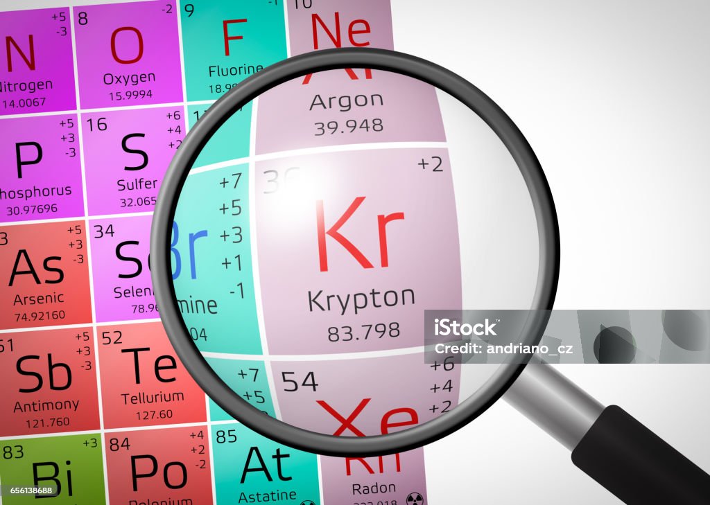 Krypto Element Element Of Krypton With Magnifying Glass Stock Illustration - Download ...