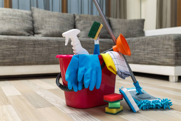istock Cleaning service. Sponges, chemicals and mop. 656141604