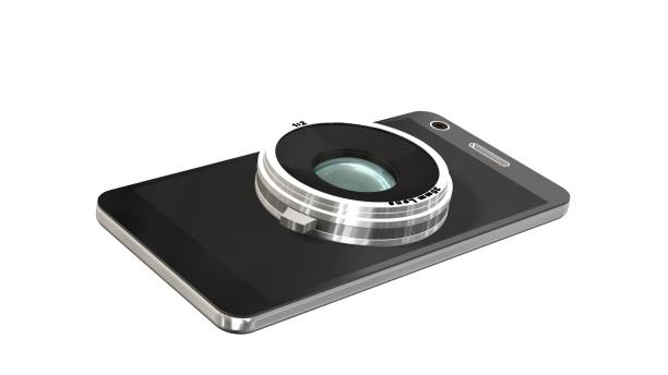 istock smartphone with system camera lens - smartphone film and photo concept 656142350