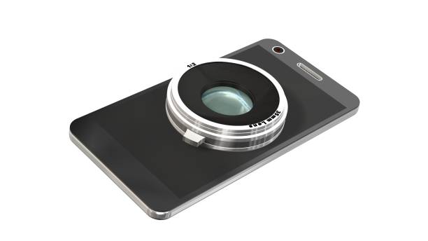 istock smartphone with system camera lens - smartphone film and photo concept 656142372