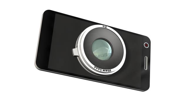 istock smartphone with system camera lens - smartphone film and photo concept 656142452