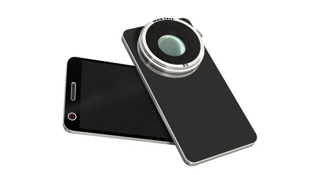 istock smartphone with system camera lens - smartphone film and photo concept 656142544