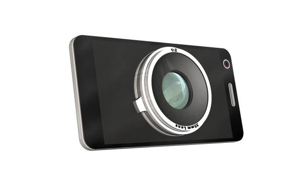 istock smartphone with system camera lens - smartphone film and photo concept 656142604