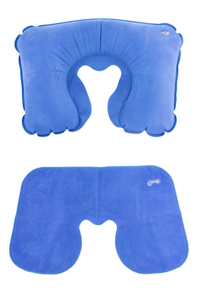 istock traveling blue sleeping pillow or Neck Pillow isolated on white background 656148630