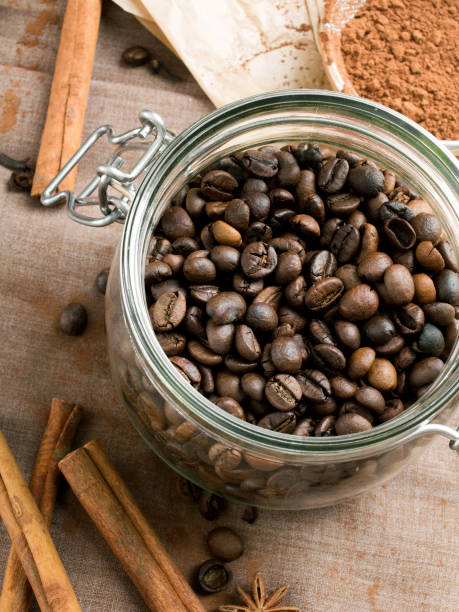 istock Closeup of a coffee beans in transparent jar 656149626