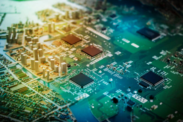 modern city diorama and electric circuit board, digital transformation, abstract image visual modern city diorama and electric circuit board, digital transformation, abstract image visual diorama photos stock pictures, royalty-free photos & images
