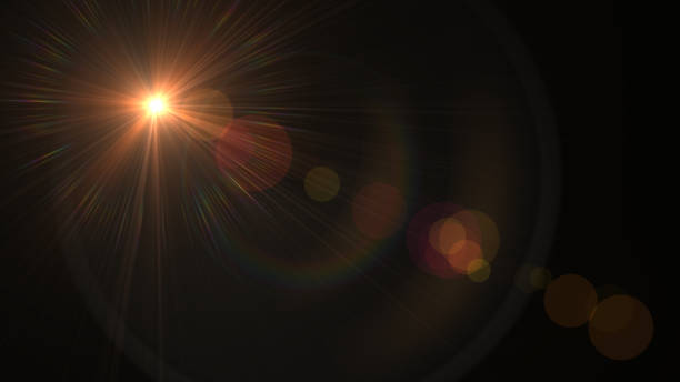 istock Lens flare  light over black background. easy to add overlay or screen filter over Photos 656172250