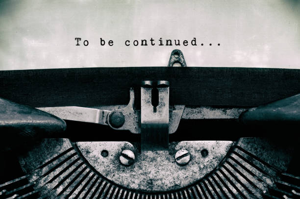 To be continued words typed on a vintage typewriter To be continued words typed on a vintage typewriter in black and white. closing photos stock pictures, royalty-free photos & images