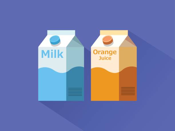 значок коробки молока и сока - milk box packaging carton stock illustrations