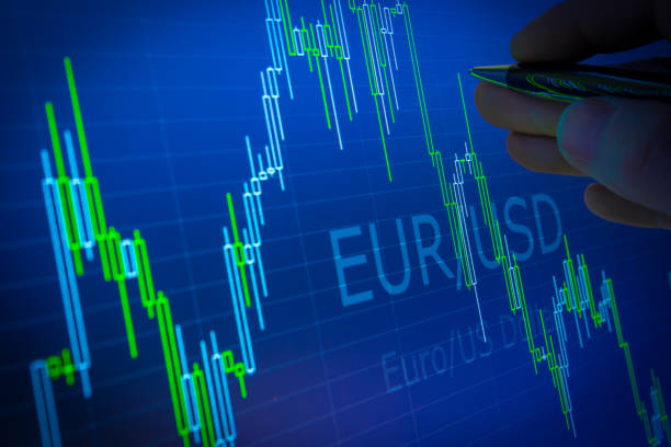 istock Data analyzing in foreign finance market: the charts and quotes on display. Analytics in pairs EUR / USD 656173396